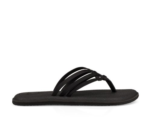 Sanuk Womens Yoga Salty Black Flip Flops | RZVTUM763